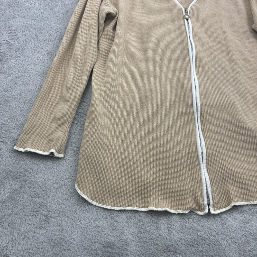 VTG Fitigues Waffle‎ Knit Zip Up Sweater Jacket Womens S Beige Comfy Loungewear - Picture 4 of 14